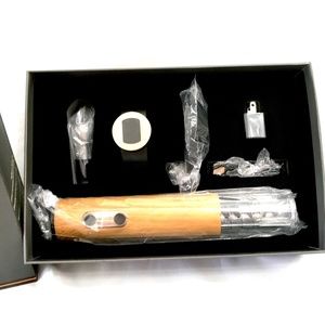 Electric Corkscrew / Wood Grain Finish rechargeable + Wine Bottle Thermometer